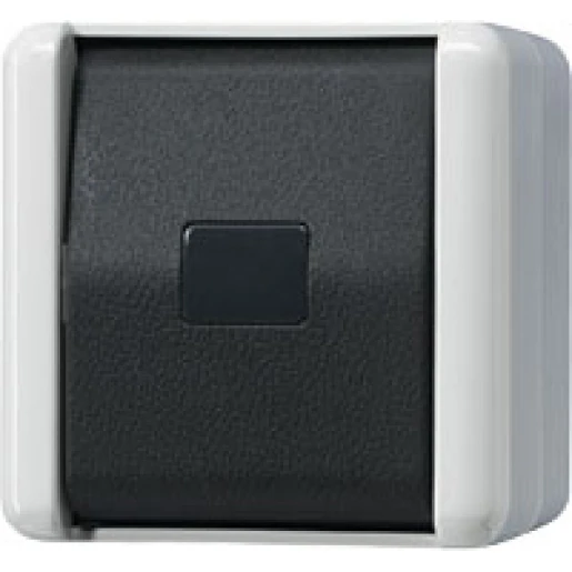 Jung WG 800 impulsdrukker met onderkast opbouw Wip Glanzend grijs RAL 7035 833-2W