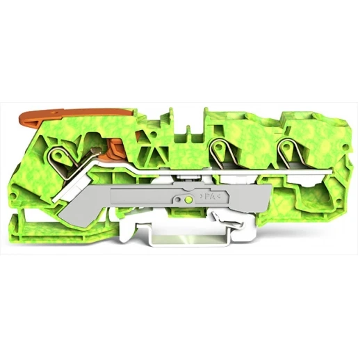 Wago 3-DRAADS AARDKLEM MET HENDEL EN PUSH-IN CAGE CLAMP 10MM² GROEN-GEEL