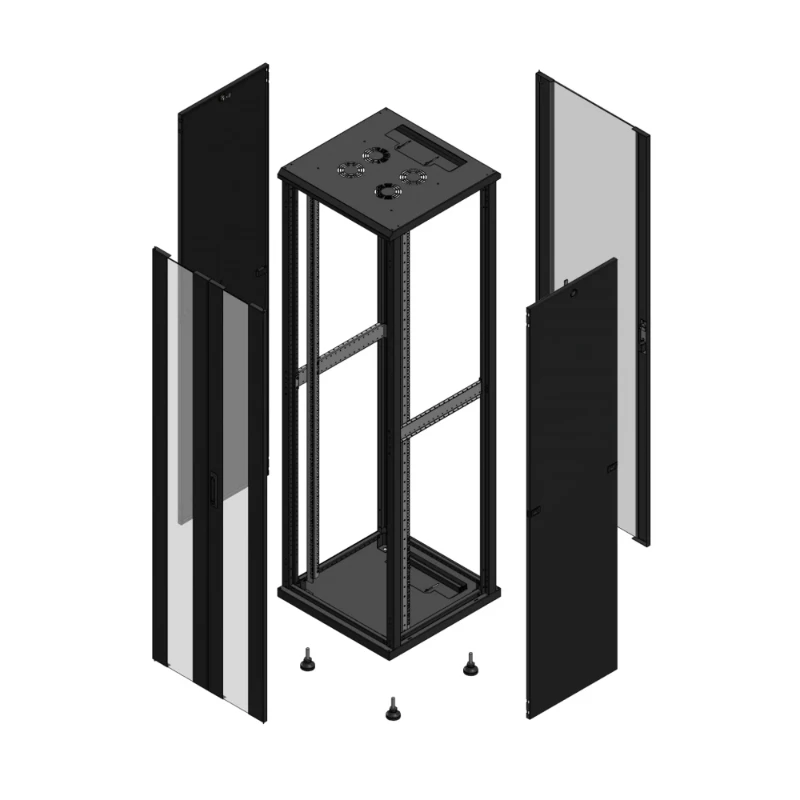 Gigamedia Vloer patchkast AV dubbel VER AR enkel VER 19" 42HE 600x600mm Zwart GGM 704266PVDPVS