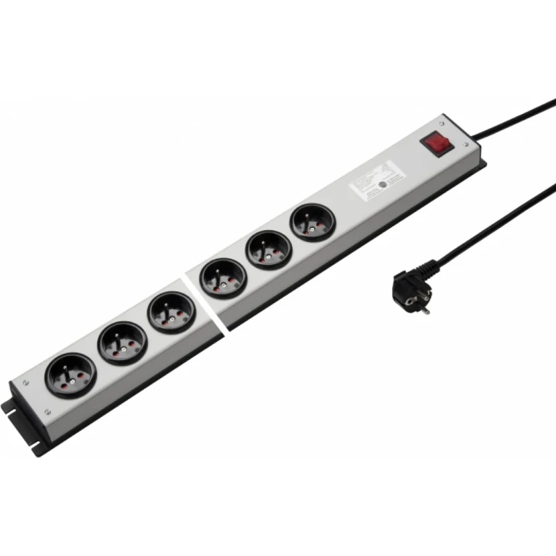 Martin Kaiser Contactdoos 6-v penaarde shutter/schakelaar l.grijs-zwart snoer 3m