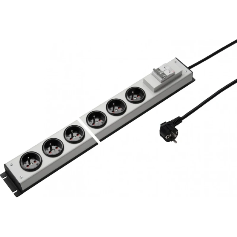 Martin Kaiser Contactdoos 6-v penaarde shutter inst.aut. l.grijs-zwart snoer 3m