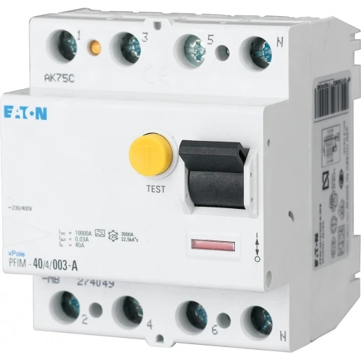 Eaton PFIM Aardlekschakelaar modulair 4p 25A 0.03A type A 274046