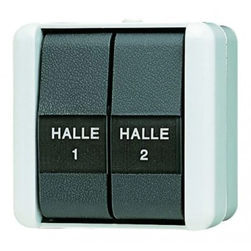 Jung WG 800 impulsdrukker met onderkast opbouw serie drukcontact Wip Glanzend grijs RAL 7035 839NAW