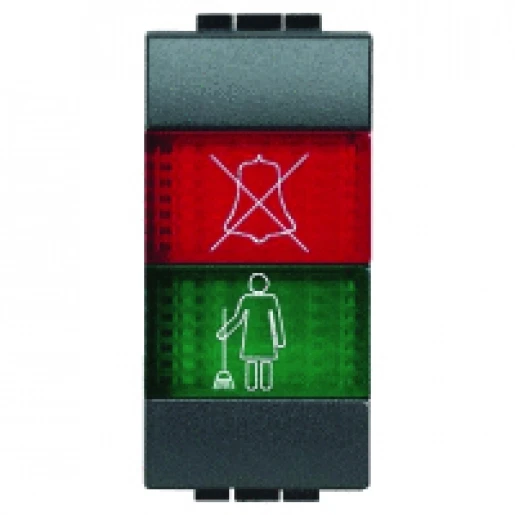 Bticino Livinglight Hotel signalering rood groen LED Basiselement met centrale afdekplaat 12V inbouw antraciet IP2X BTL4373H