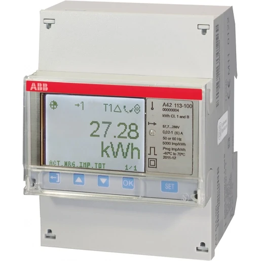 ABB ENERGIEMETER 1 FASE INDIRECT 6A 57-288V AC KLASSE B PULS UITGANG MID