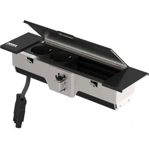 HPL Indesq® Hertz+ inbouwunit zwart 4-voudig 2x WCD + 2x M45 leeg