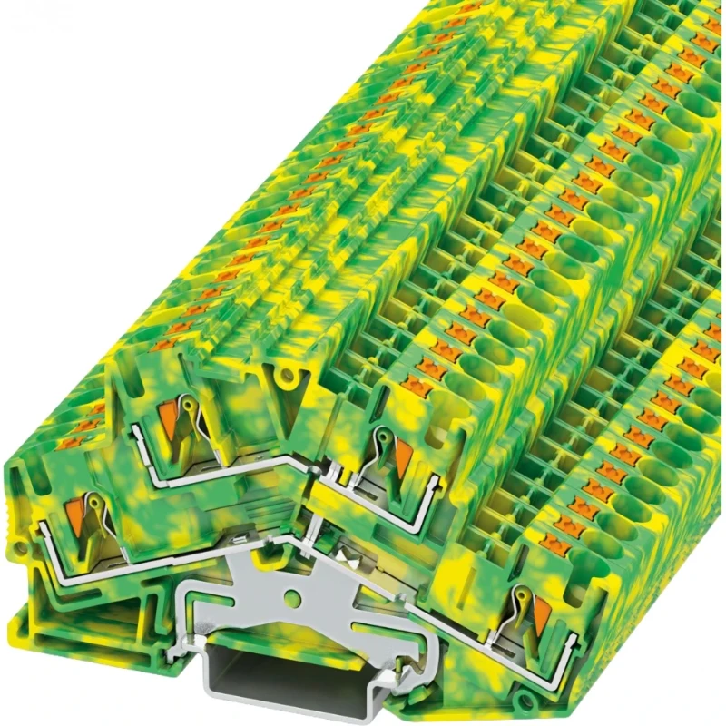 Phoenix Contact PTTBS 4-PE Twee-etage aardklem aantal aansluitingen: 4 aansluitmethode: Push-in-aansluiting 1e en 2e etage doorsnede: 0,2 mm² - 6 mm²