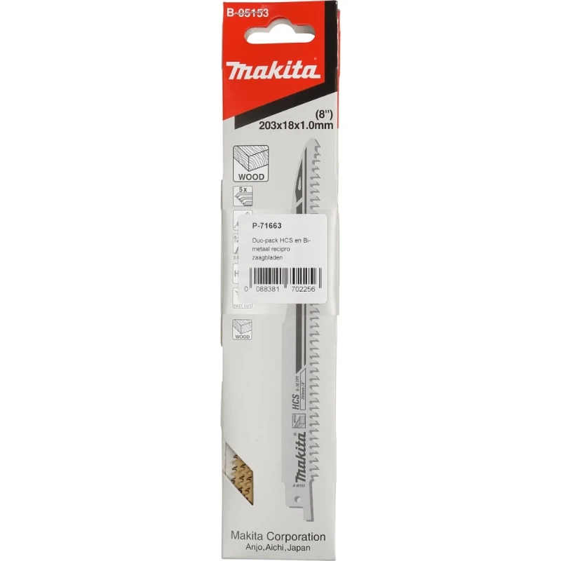 Makita Reciprozaagbladenset 10-delig hout kunststof non-ferro metalen staal P-71663