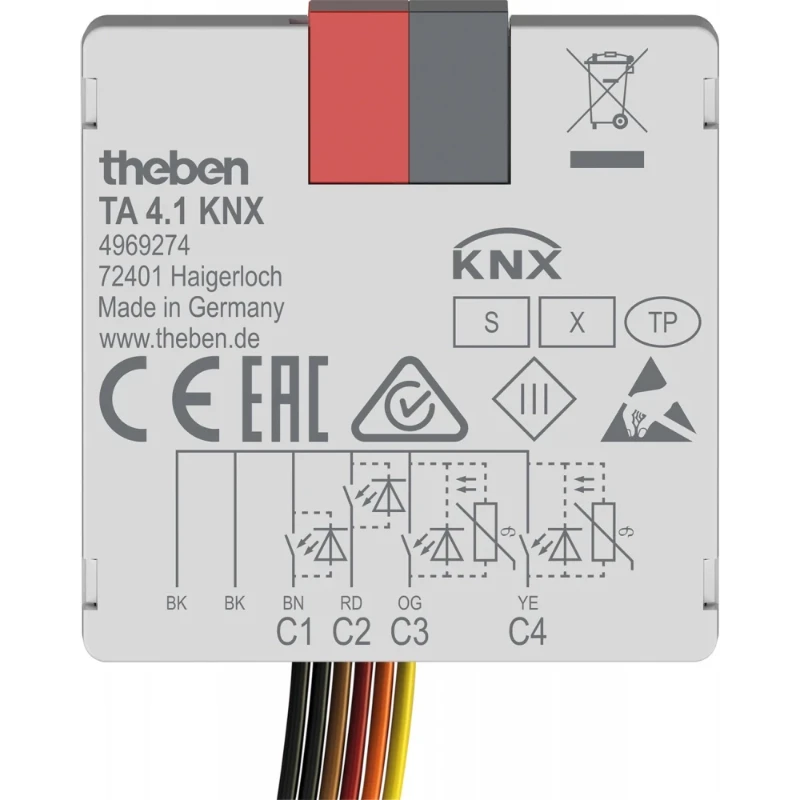 Theben Impulsdrukker interface 4 kanaals binaire in- en uitgang inbouw KNX
