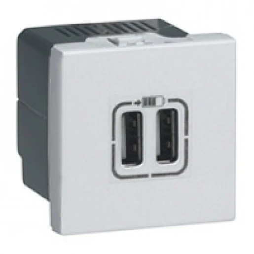 Legrand Mosaic USB-lader 100 - 240V 3000mA inbouw 5V 2 USB A aluminium 079394