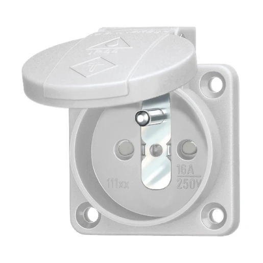 Mennekes Schuko wandcontactdoos inbouw pe ki 50 x 50 mm 230V 16A IP44 grijs 11180
