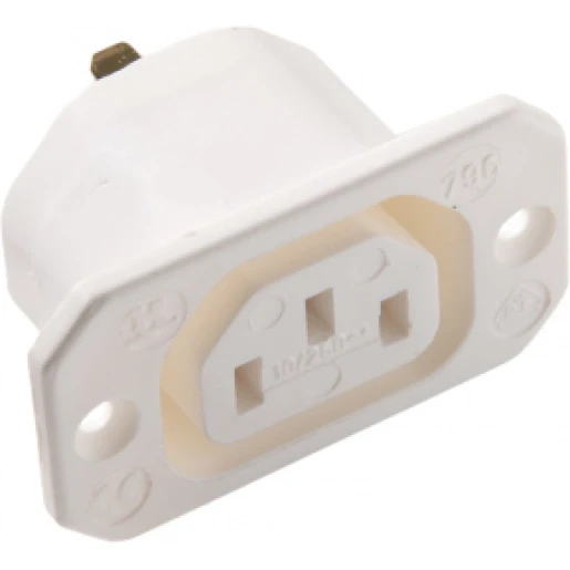 Martin Kaiser inb.C13 inbouwchassisdeel 'fem' 70° / 10A IP20 flensmontage aansluitingen: Faston 4,8mm 250 V / 10A materiaal: Thermoplast kleur: zwart
