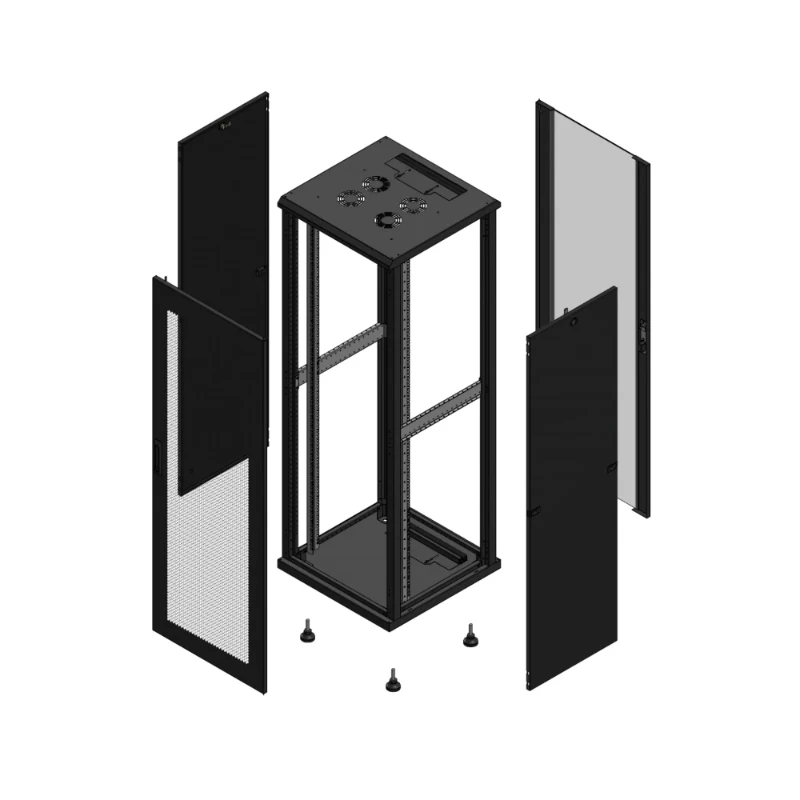 Gigamedia Vloer patchkast AV enkel PER AR enkel VER 19" 36HE 600x600mm Zwart GGM 703666PPSPVS