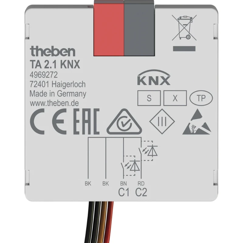 Theben Impulsdrukker interface 2 kanaals binaire in- en uitgang inbouw KNX