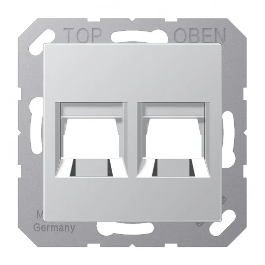 Jung A range centraalplaat- (onderdeel) afdekking as a500 Modular-Jack 2 connectoren Zonder label aluminium A1569-25WEAL
