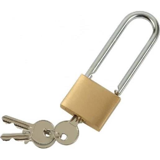 Bizline Messing hangslot met sleutel met hoge beugel Staal BIZ 700453