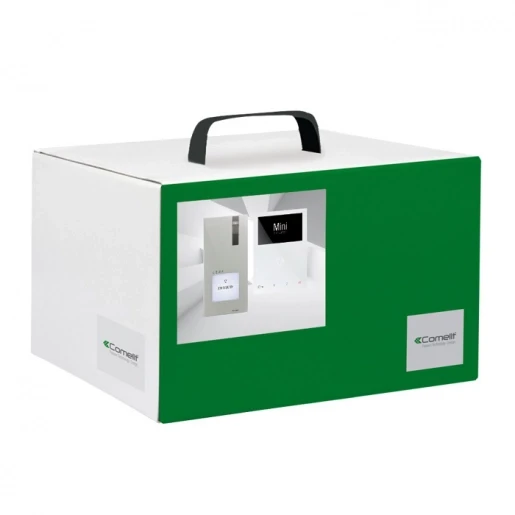 Comelit Kit Quadra Enkelvoudige Quadra mini HF kit simplebus systeem 1 binnenpost grijs 8461V