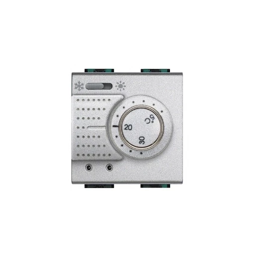 Bticino LL KAMERTHERMOSTAAT ELEKTRON.+OMSCHAKELAAR ZOMER/WINTER ALUMINIUM
