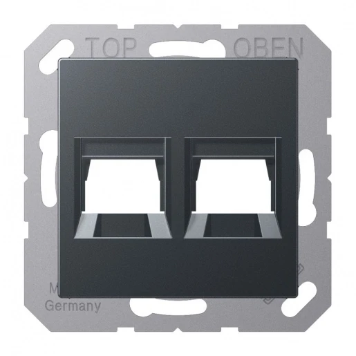 Jung A range centraalplaat- (onderdeel) afdekking as a500 Modular-Jack 2 connectoren Zonder label antraciet A1569-25WEANM