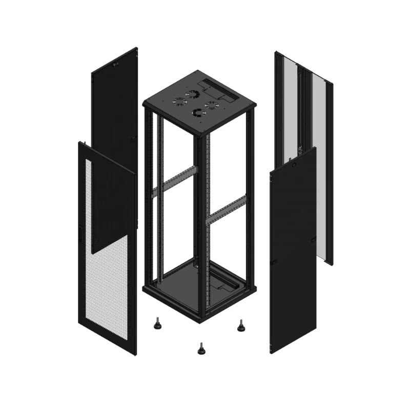 Gigamedia Vloer patchkast AV enkel PER AR dubbel VER 19" 36HE 600x600mm Zwart GGM 703666PPSPVD