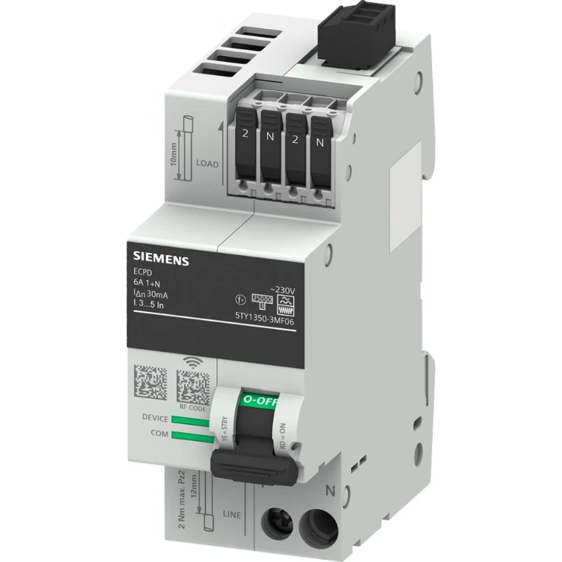 Siemens Sentron ECPD meet- en communicatiefunctionaliteit 1+N 2p 2A 2A type F 5TY1350-3MF06