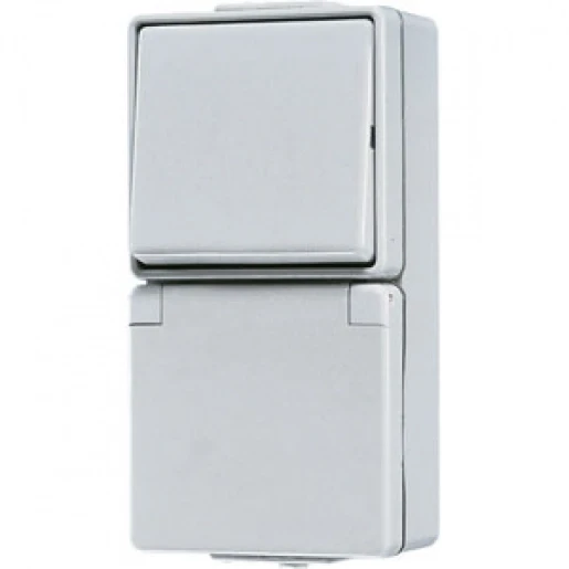 Jung WG 600 combinatie wandcontactdoos wissel + ra opbouw grijs IP44 676W