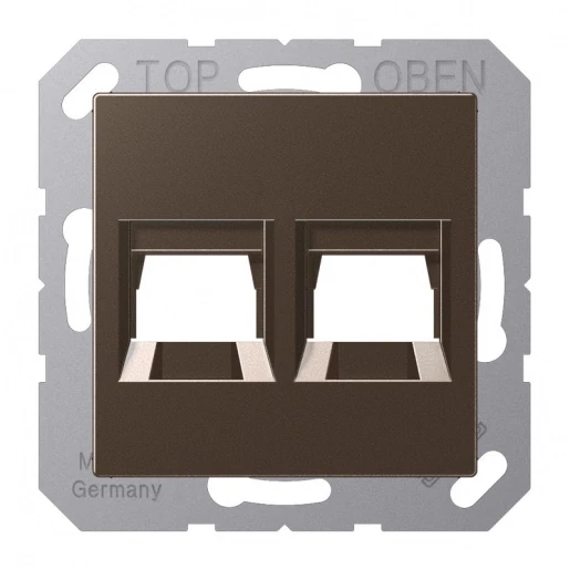 Jung A range centraalplaat- (onderdeel) afdekking as mokkakleur a500 Modular-Jack 2 connectoren Zonder label A1569-25WEMO