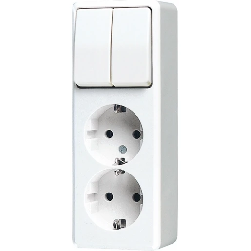 Jung AP 600 combinatie wandcontactdoos serie met ra ww opbouw Enkel drukcontact wit IP20 625AWW