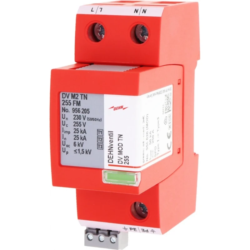 Dehn Combined arrester Type 1+2+3 DEHNventil M2 two-pole f. TN systems w remote signalling contact