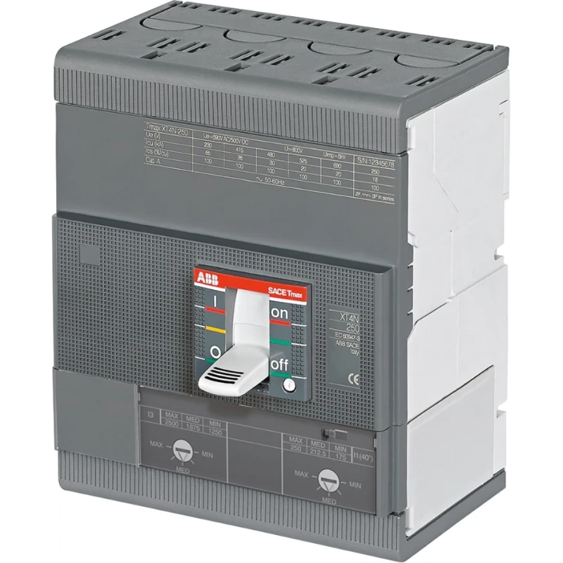 ABB Tmax XT3S 250/R250 4P vast met vooraansluiting instelbare therm. en va
