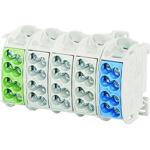 Hensel Verbindingsklem DIN-rail 1,5-25 mm² 5 polig Grijs/Blauw/Groen
