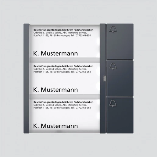 Siedle 1+n Toetsenmodule spreken/bellen kunststof 3-voudig antraciet 210004999-00