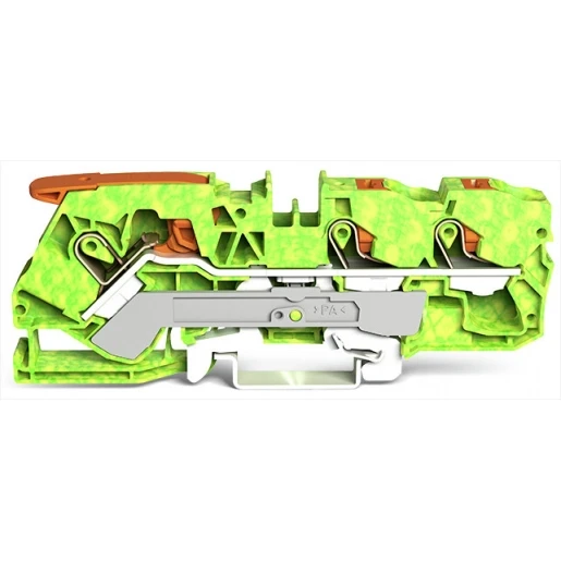 Wago 3-DRAADS AARDKLEM MET HENDEL EN DRUKKNOP 10MM² GROEN-GEEL