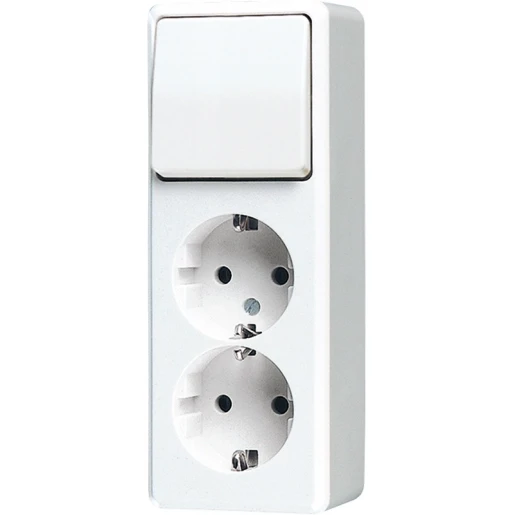 Jung AP 600 combinatie wandcontactdoos met ra wissel opbouw Wisselschakelaar wit IP20 626AWW