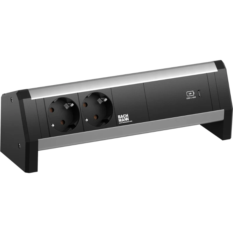 OCS Desk 1 2x 230V RA + 1x USB C chrgr 60W GST in/uit incl. klem