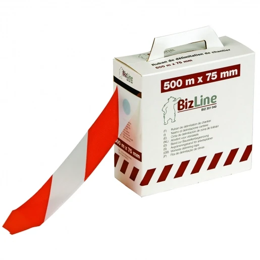 Bizline Afbakeningslint rood/wit 75mmx500m 0.3mm
