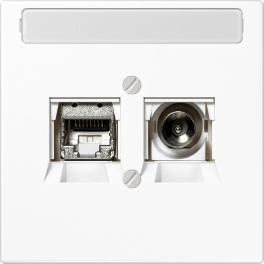 Jung LS range aansluitdoos coax/rj45 ls990 Basiselement met centrale afdekplaat 1 connector Met label wit MMDLS4521WW