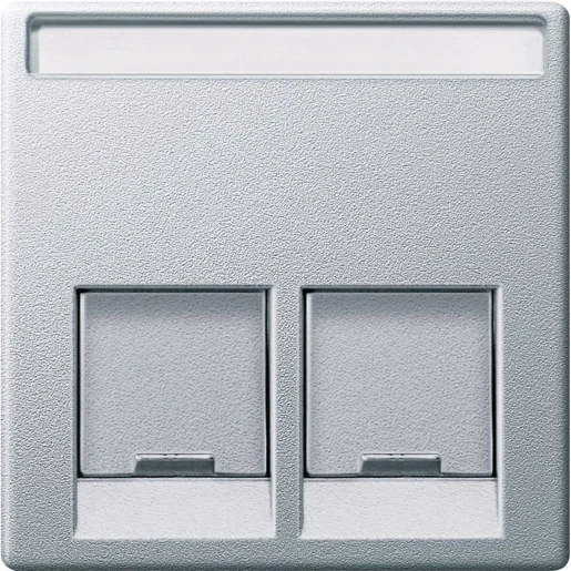 Merten onderdeel/ centraalplaat UAE/IAE Centraalplaat 2 connectoren Met label aluminium MTN466560