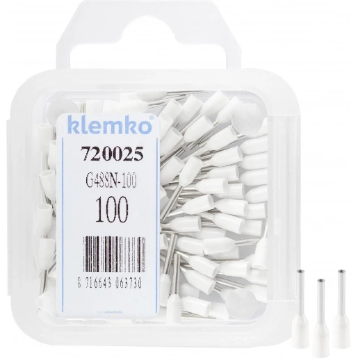 Klemko Geïsoleerde Adereindhuls 0,5qmm Wit penlengte = 8mm - 100st standaard