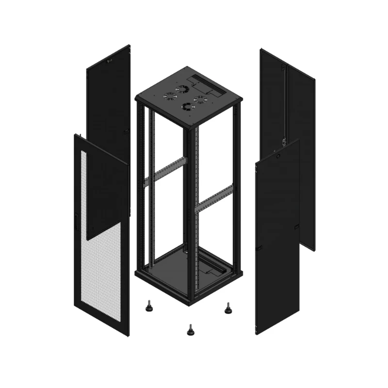Gigamedia Vloer patchkast AV enkel PER AR dubbel TOL 19" 36HE 600x600mm Zwart GGM 703666PPSPTD