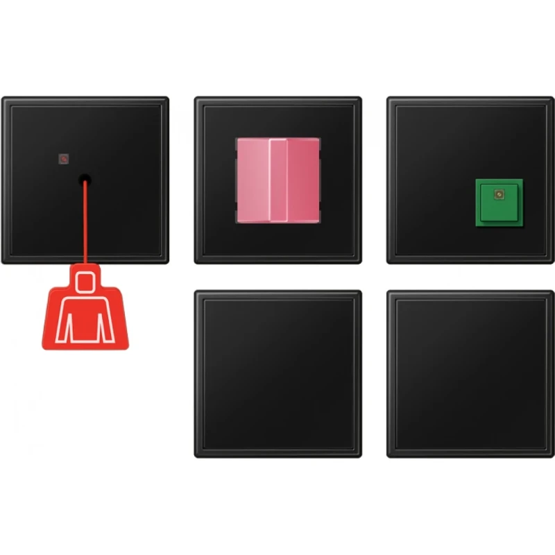 Jung LS range Miva set met UPS grafietzwart mat set compleet 71x71mm zwart NRSLS0834-2SWM