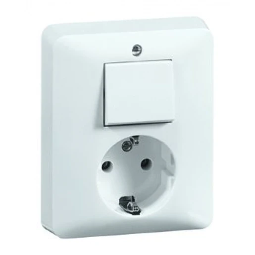 Peha combinatie wandcontactdoos + ra 2-p universele schakelaar half opbouw inbouw wit IP20 00239721
