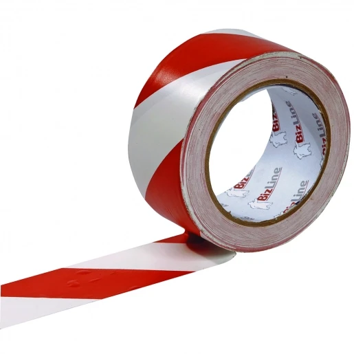 Bizline Markeringstape zelfklevend tape rood-wit 50mmx33m pvc