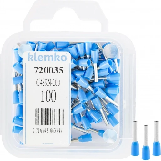 Klemko Geïsoleerde Adereindhuls 0,75qmm Blauw penlengte = 8mm - 100st standa