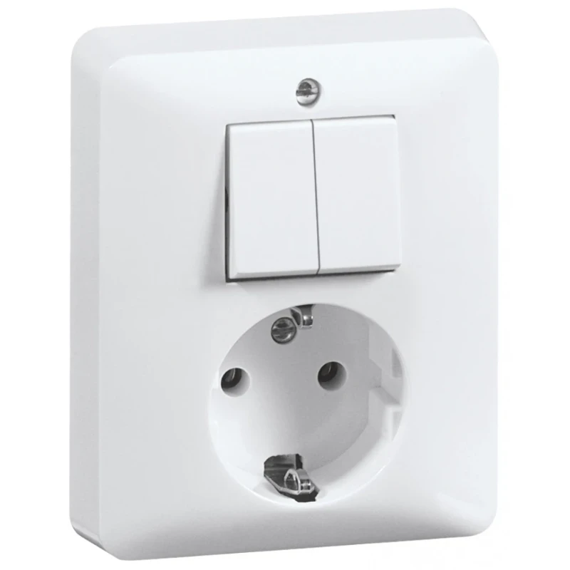 Peha combinatie wandcontactdoos + ra 2-p half opbouw inbouw wit IP20 00239421