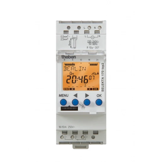 Theben SELEKTA digitale schakelklok paneelbouw DIN-rail 12 - 24V 1 kanaal 16A AC/DC 1704100