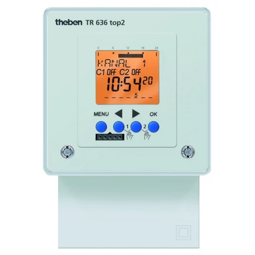 Theben TR636 digitale schakelklok paneelbouw Frontmontage 72x72 230 - 240V 2 kanalen 6A AC 6360100
