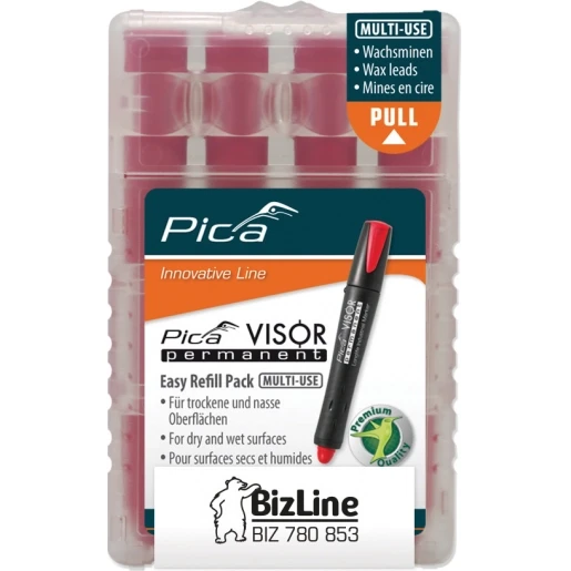 Bizline Reservestift rode was Pica Visor doos (4) Rood BIZ 780853