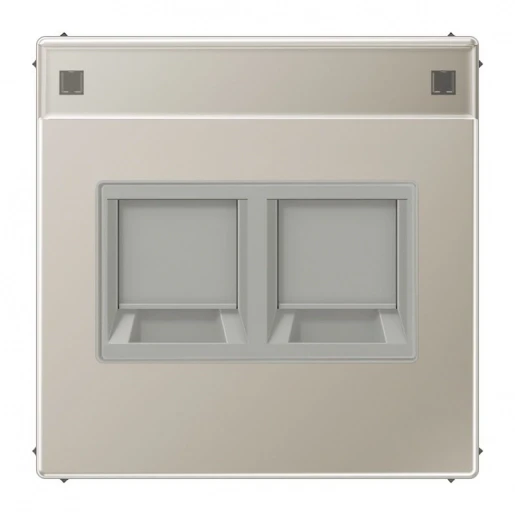 Jung LS range afdekking edelstaal Modular-Jack 2 connectoren MetaalMet label RVS ES1969-2NAWE