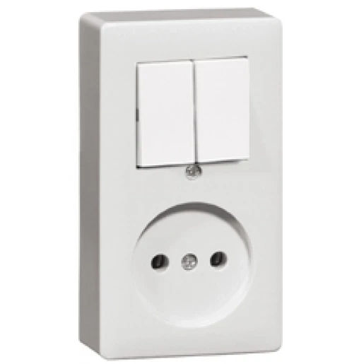 Peha combinatie wipschakelaar (zonder aarde) 2-p opbouw IP20 00274521